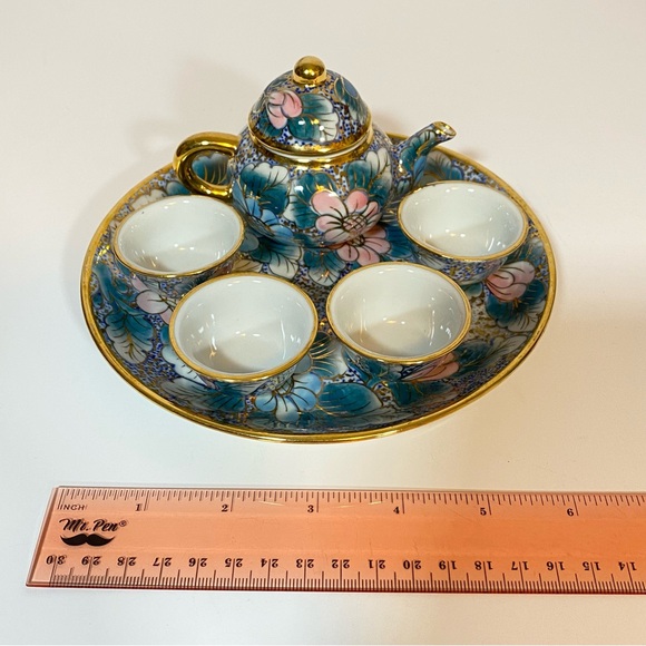 Hand Painted Miniature Tea Set Vintage Thailand - Picture 8 of 9